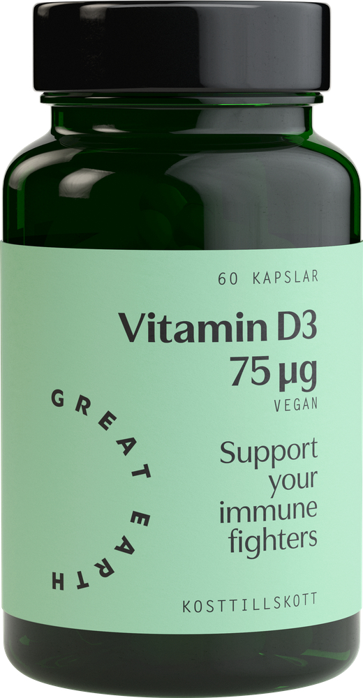 Great Earth Vitamin D3 Vegan 60 kapslar vegansk d vitamin